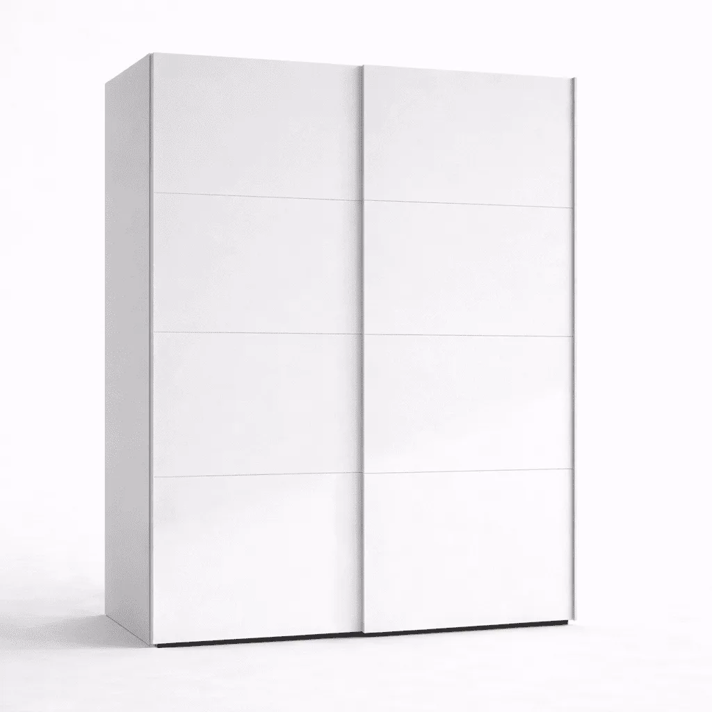 Armario económico blanco 150x210cm de dos puertas correderas en perspectiva