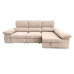 Chaiselongue cama Nadia beige cerrada en vista frontal