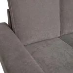 Detalle de la tela gris y las costuras del respaldo de la chaiselongue cama Nepal