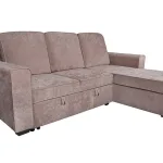 Chaiselongue cama Nepal beige cerrada en vista lateral en perspectiva