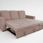 Chaiselongue cama Nepal beige con la cama extraíble abierta