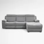 Chaiselongue relax Olimpo en gris con cabezales acolchados y chaise a la derecha