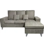 Sofá reversible chaiselongue Duque cemento de frente, con chaise a la derecha