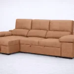 Chaiselongue cama Huesca piedra en tono marrón claro con chaise a la izquierda