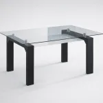 Mesa de comedor Sensei con sobre de cristal templado y patas negras
