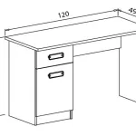 Plano de medidas de la Mesa escritorio Donald: 120 x 49,8 x 71 cm