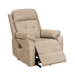 Sillón Powerlift crema 136 con reposapiés elevado y respaldo reclinado