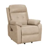Sillón Powerlift crema 136 en vista frontal con respaldo capitoné