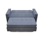 Sofá cama Izan gris abierto en vista frontal con el colchón desplegado