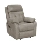 Sillón powerlift de un motor en tono gris topo con mando lateral