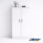Zapatero Rhin blanco de dos puertas con objetos decorativos encima