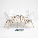 Pack comedor redonda + 4 sillas Dinamarca blanco