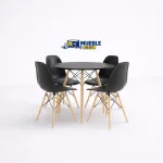 Pack comedor redonda + 4 sillas Dinamarca negro