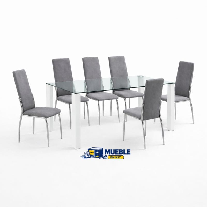 Pack comedor Hanna + 6 sillas Sakura