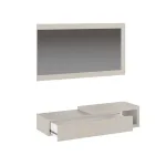 Recibidor Aura beige sobre fondo blanco con el cajón abierto