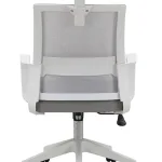Silla de oficina 2223 blanco/gris vista por detrás con reposacabezas regulable