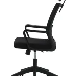 Silla de oficina 2223 negra vista de perfil con reposacabezas curvo