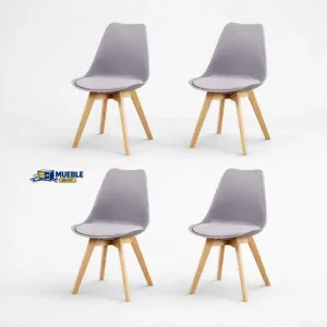 Pack 4 sillas fina gris