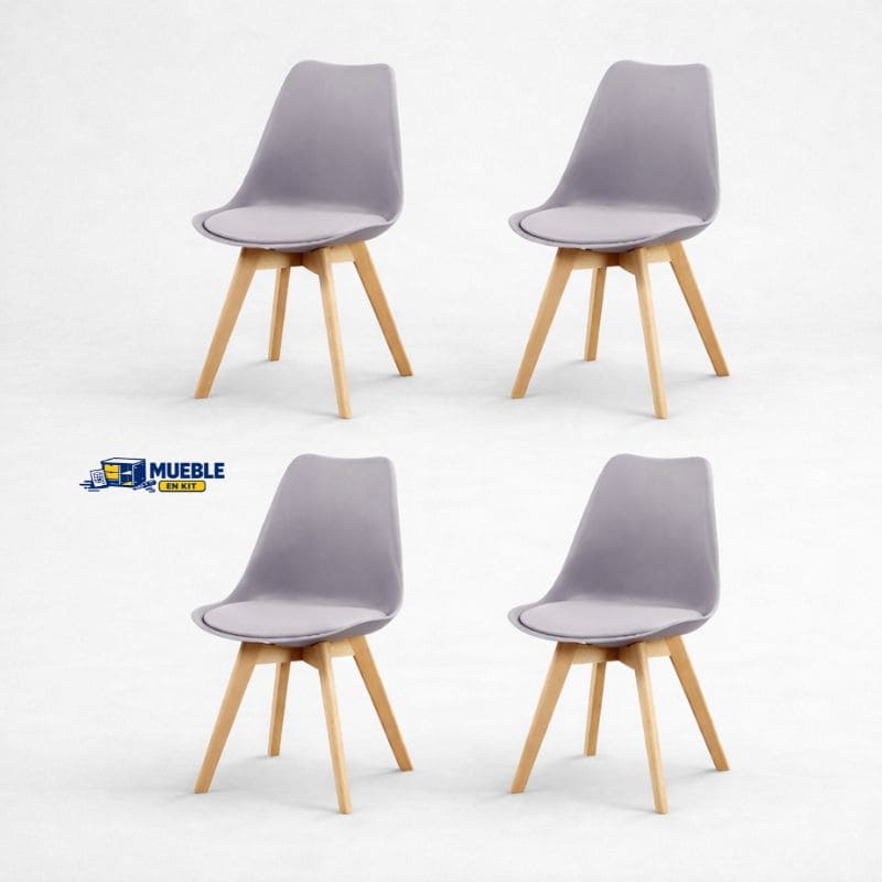 Pack 4 sillas fina gris