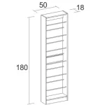 Plano con medidas del zapatero Trend: 180 cm de alto, 50 de ancho y 18 de fondo