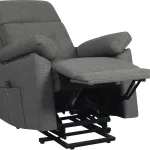 Sillón relax Oropesa gris reclinado y elevado con el mecanismo metálico a la vista