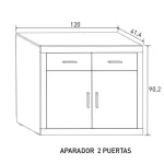 Plano de medidas del aparador Lara de 2 puertas: 120 x 41,4 x 90,2 cm