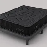Pack Be Nube + base tapizada Factory: colchón negro con acolchado geométrico sobre base gris