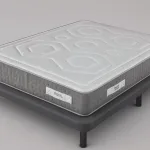 Pack Be Royal + base tapizada Factory: colchón blanco con laterales gris jaspeado sobre base gris