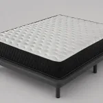 Pack Ecospring + base tapizada: colchón con tapa blanca acolchada y laterales negros sobre base gris