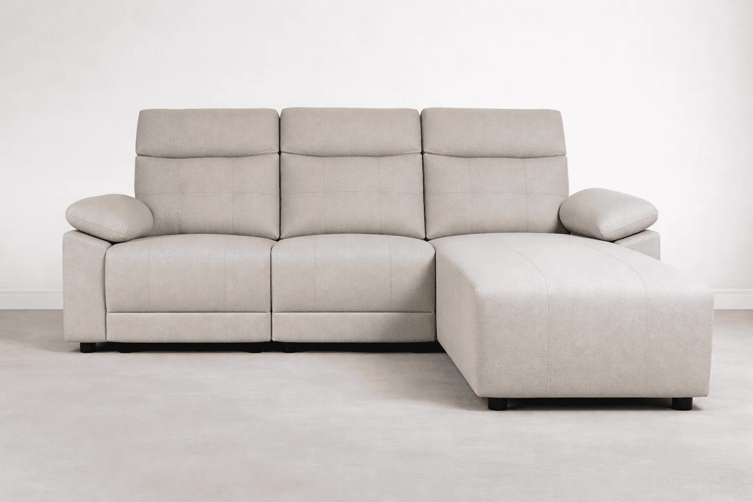 Chaiselongue relax eléctrico Oropesa beige de tres plazas con reposacabezas