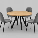 Mesa de comedor fija Géminis roble y patas negras