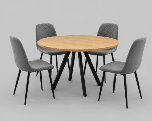 Mesa de comedor fija Géminis roble y patas negras