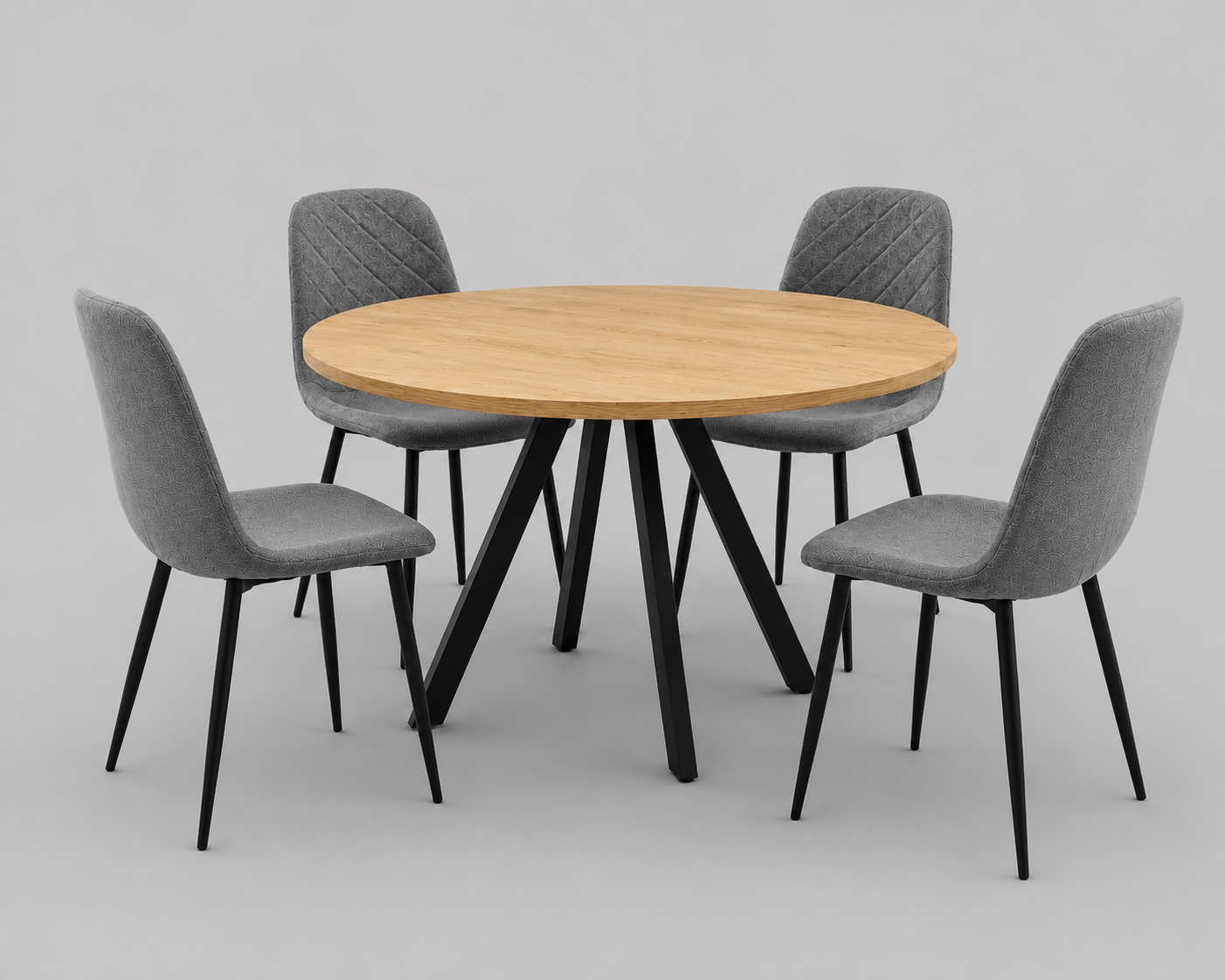 Mesa de comedor fija Géminis roble y patas negras