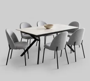 Mesa de comedor extensible porcelánico Mármol