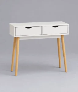 Recibidor Fiano Blanco con 2 Cajones y Patas de Madera