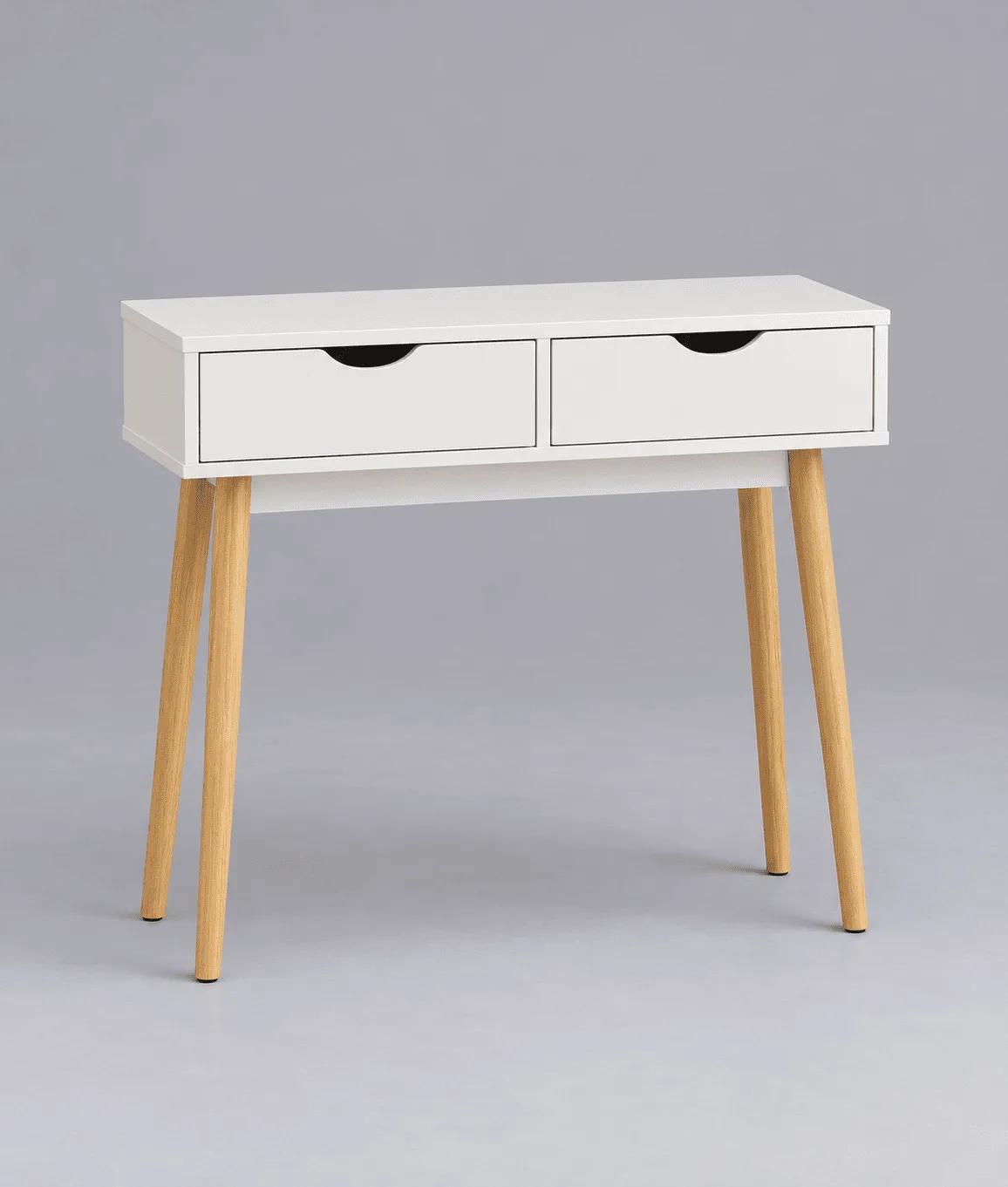 Recibidor Fiano Blanco con 2 Cajones y Patas de Madera